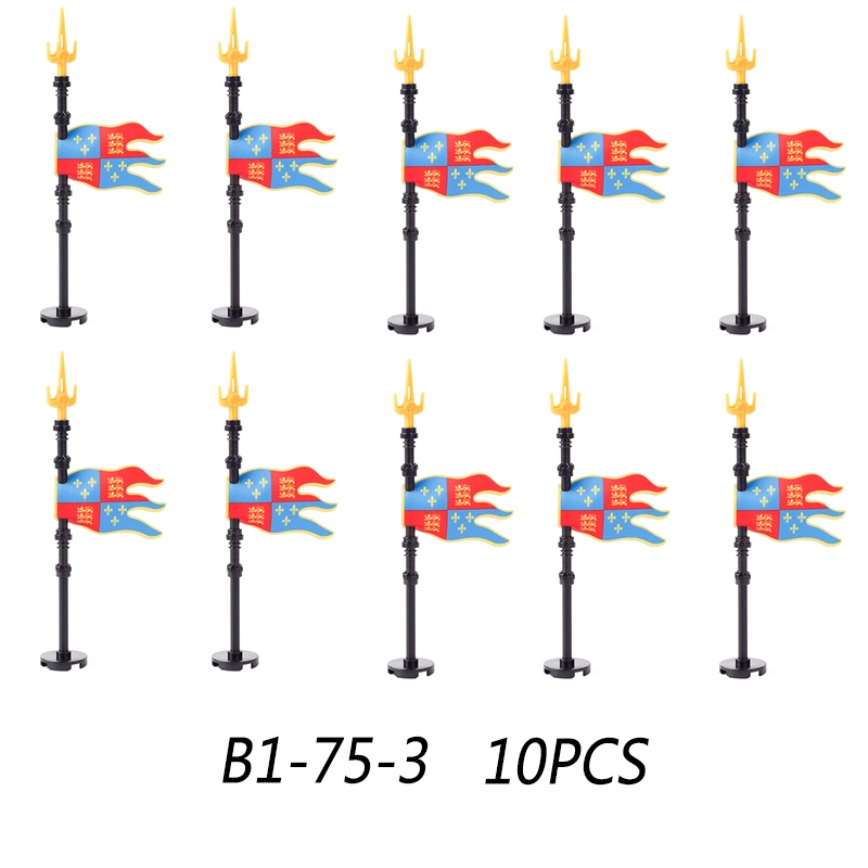 MOC Medieval Wolf Flag Building Blocks Rome Kit Eagle Knights Banner Stand Lion Castle Accessories DIY Bricks Toys Children Gift