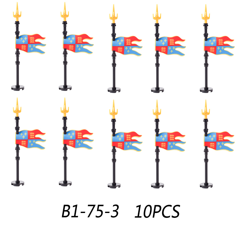MOC Medieval Wolf Flag Building Blocks Rome Kit Eagle Knights Banner Stand Lion Castle Accessories DIY Bricks Toys Children Gift