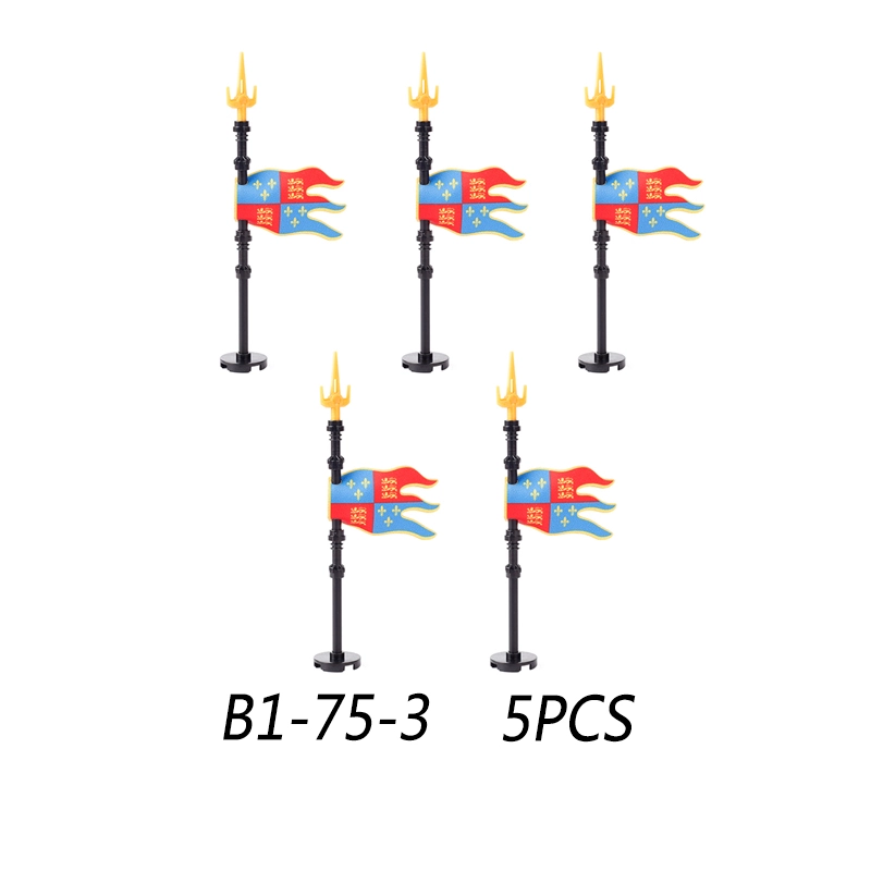 MOC Medieval Wolf Flag Building Blocks Rome Kit Eagle Knights Banner Stand Lion Castle Accessories DIY Bricks Toys Children Gift