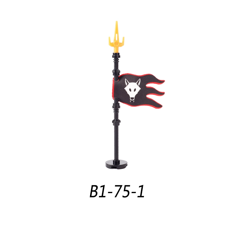 MOC Medieval Wolf Flag Building Blocks Rome Kit Eagle Knights Banner Stand Lion Castle Accessories DIY Bricks Toys Children Gift