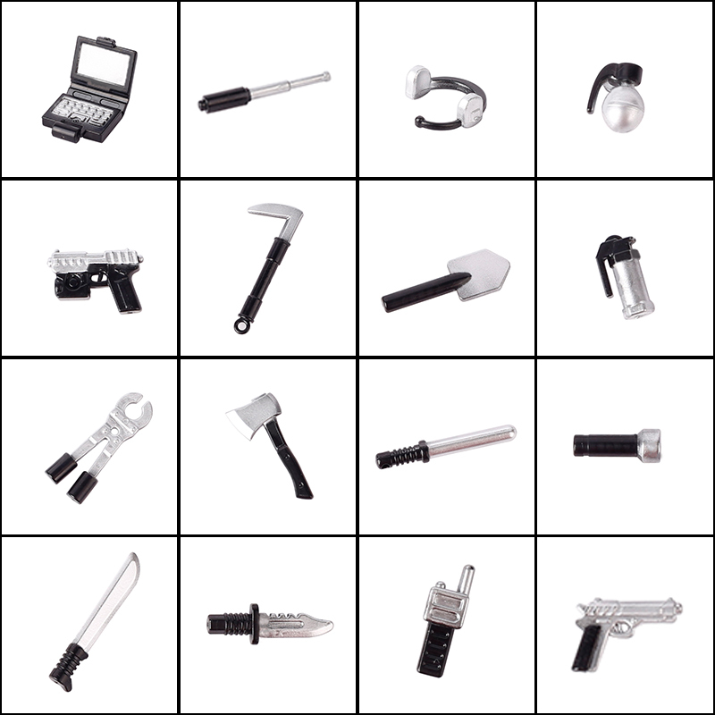 MOC SWAT Weapons Building Blocks Kit Gun Laptop Computer Pistol Walkie Talkie Glock Flash Bomb Soldiers Equipment Bricks Toys