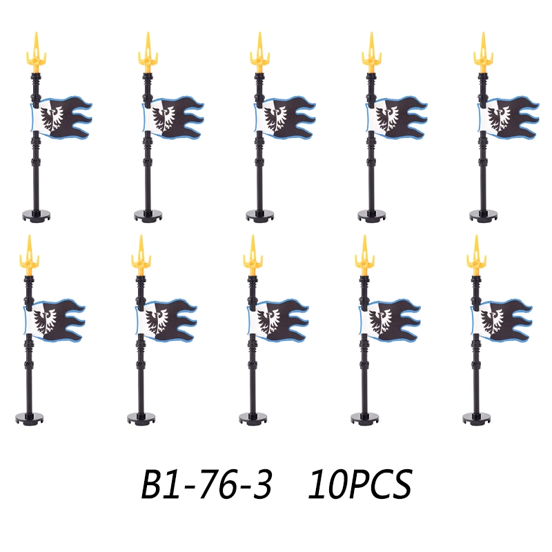 MOC Medieval Wolf Flag Building Blocks Rome Kit Eagle Knights Banner Stand Lion Castle Accessories DIY Bricks Toys Children Gift