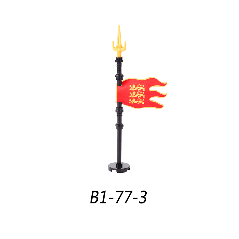 MOC Medieval Wolf Flag Building Blocks Rome Kit Eagle Knights Banner Stand Lion Castle Accessories DIY Bricks Toys Children Gift