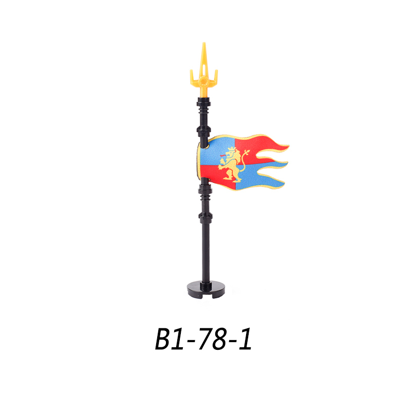 MOC Medieval Wolf Flag Building Blocks Rome Kit Eagle Knights Banner Stand Lion Castle Accessories DIY Bricks Toys Children Gift