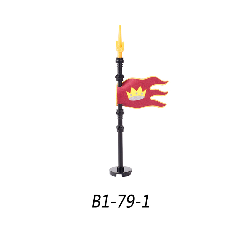 MOC Medieval Wolf Flag Building Blocks Rome Kit Eagle Knights Banner Stand Lion Castle Accessories DIY Bricks Toys Children Gift
