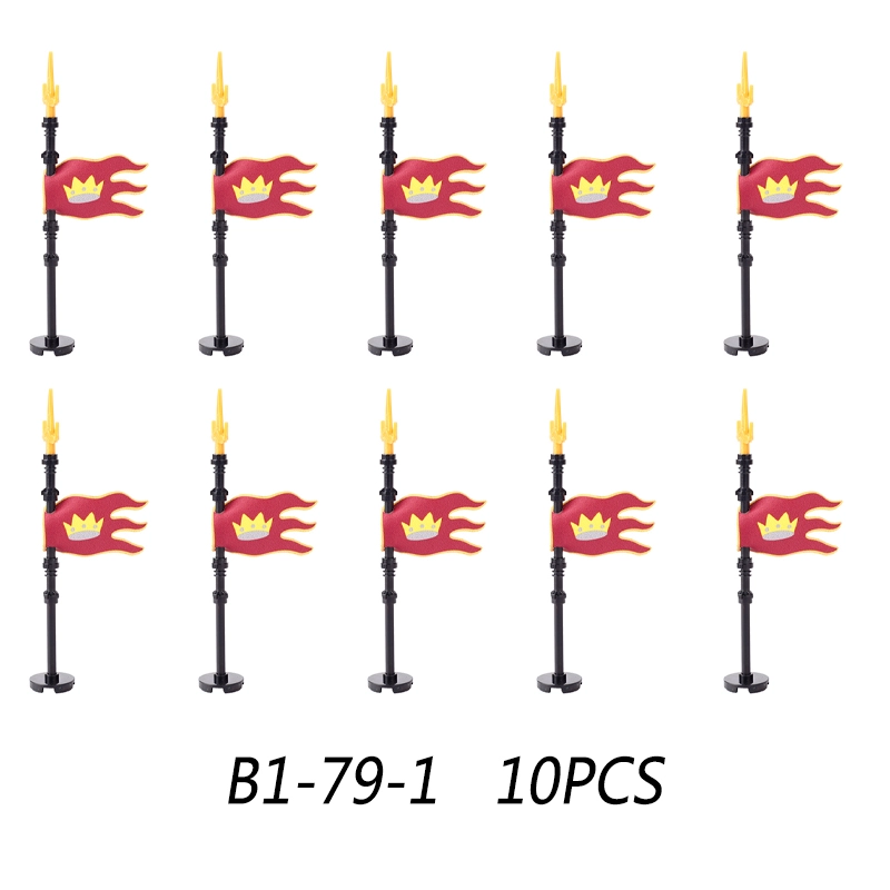 MOC Medieval Wolf Flag Building Blocks Rome Kit Eagle Knights Banner Stand Lion Castle Accessories DIY Bricks Toys Children Gift