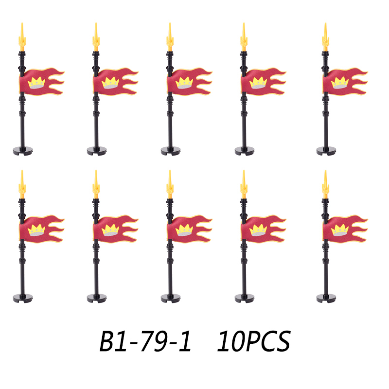 MOC Medieval Wolf Flag Building Blocks Rome Kit Eagle Knights Banner Stand Lion Castle Accessories DIY Bricks Toys Children Gift