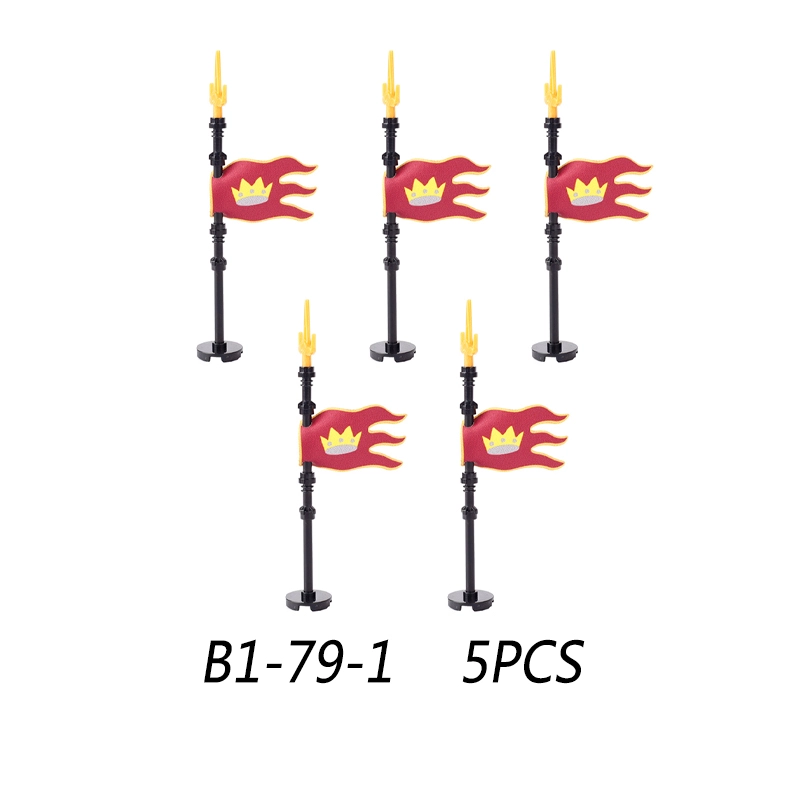 MOC Medieval Wolf Flag Building Blocks Rome Kit Eagle Knights Banner Stand Lion Castle Accessories DIY Bricks Toys Children Gift