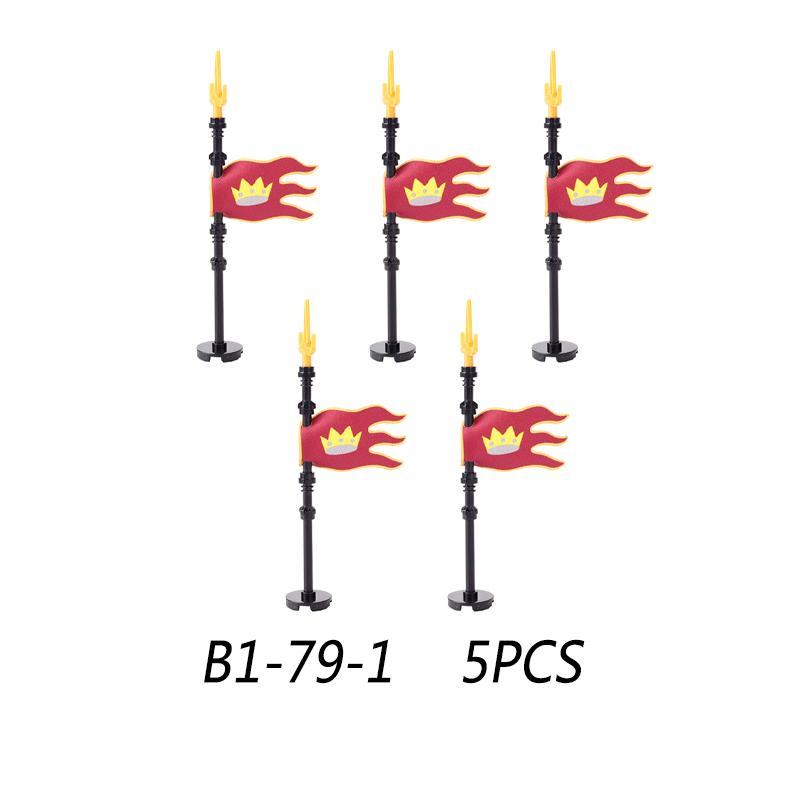 MOC Medieval Wolf Flag Building Blocks Rome Kit Eagle Knights Banner Stand Lion Castle Accessories DIY Bricks Toys Children Gift