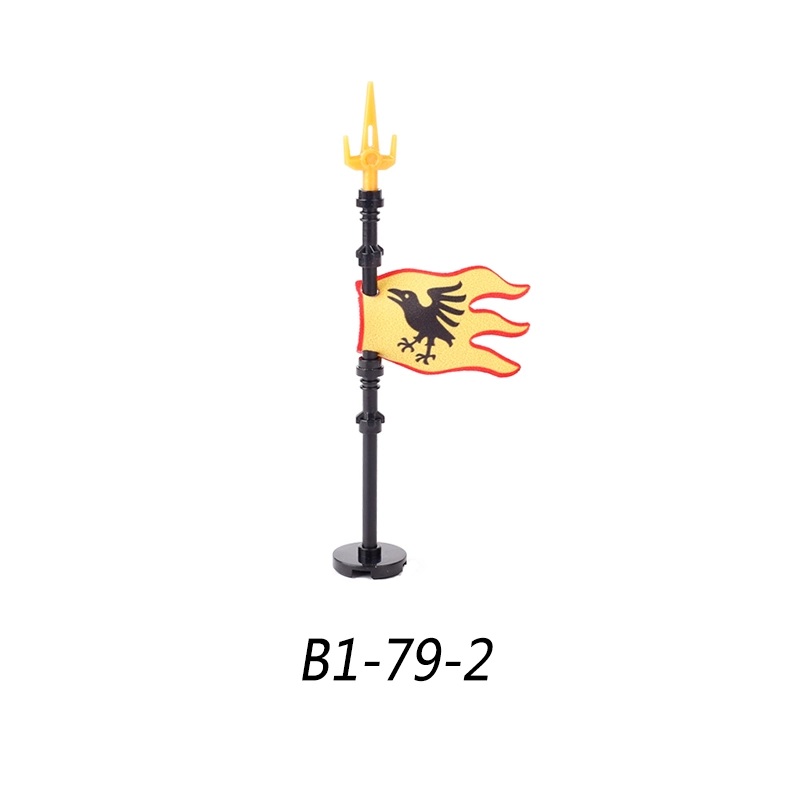 MOC Medieval Wolf Flag Building Blocks Rome Kit Eagle Knights Banner Stand Lion Castle Accessories DIY Bricks Toys Children Gift