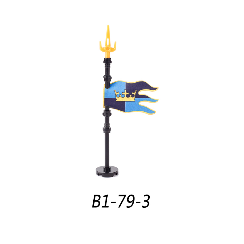 MOC Medieval Wolf Flag Building Blocks Rome Kit Eagle Knights Banner Stand Lion Castle Accessories DIY Bricks Toys Children Gift