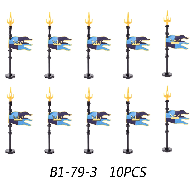 MOC Medieval Wolf Flag Building Blocks Rome Kit Eagle Knights Banner Stand Lion Castle Accessories DIY Bricks Toys Children Gift