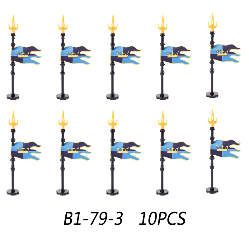 MOC Medieval Wolf Flag Building Blocks Rome Kit Eagle Knights Banner Stand Lion Castle Accessories DIY Bricks Toys Children Gift