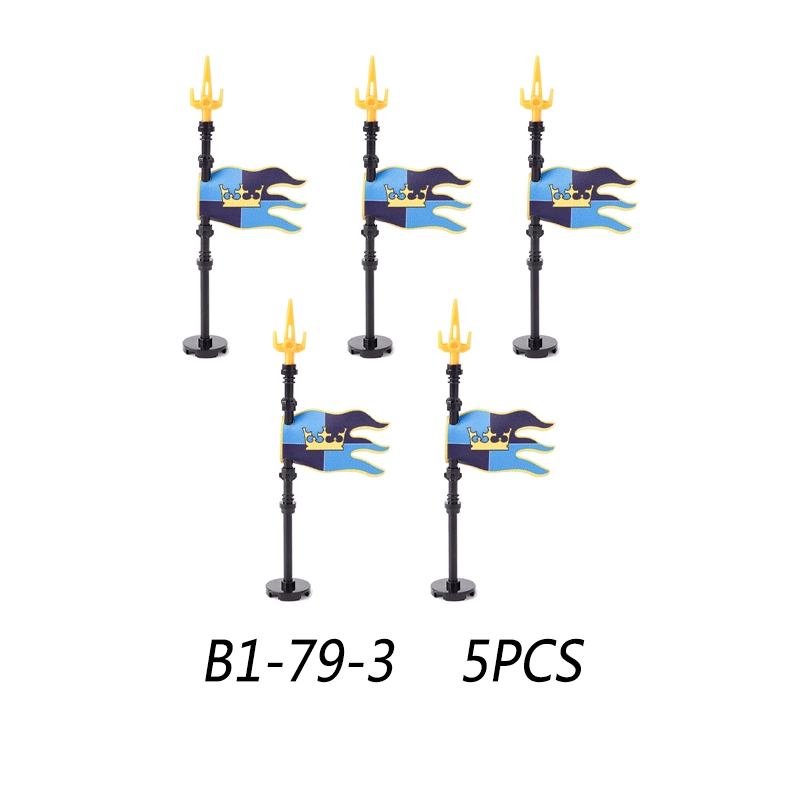 MOC Medieval Wolf Flag Building Blocks Rome Kit Eagle Knights Banner Stand Lion Castle Accessories DIY Bricks Toys Children Gift