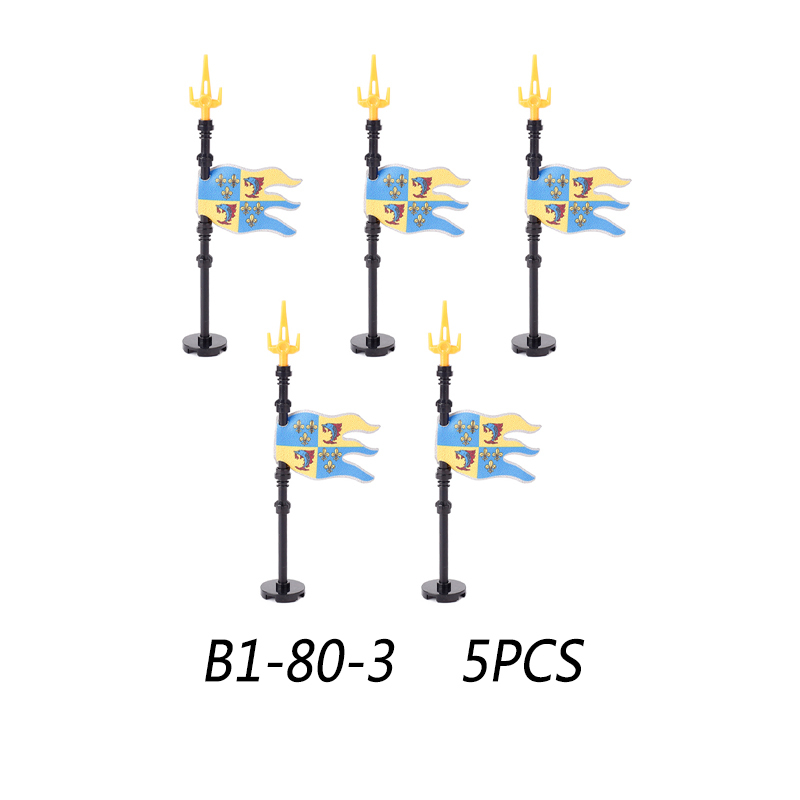 MOC Medieval Wolf Flag Building Blocks Rome Kit Eagle Knights Banner Stand Lion Castle Accessories DIY Bricks Toys Children Gift