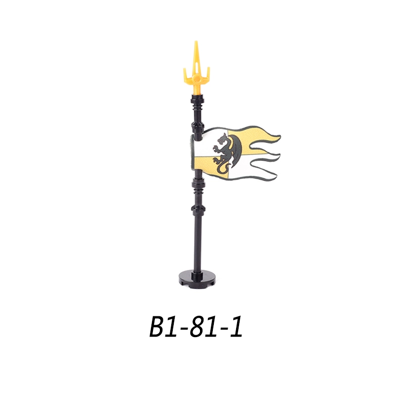 MOC Medieval Wolf Flag Building Blocks Rome Kit Eagle Knights Banner Stand Lion Castle Accessories DIY Bricks Toys Children Gift