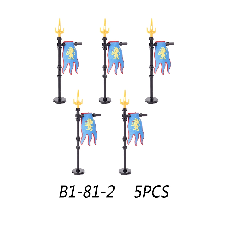 MOC Medieval Wolf Flag Building Blocks Rome Kit Eagle Knights Banner Stand Lion Castle Accessories DIY Bricks Toys Children Gift