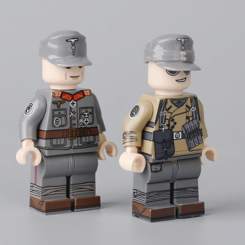 WW2 German Defense Force Minifigs Building Blocks First Mountain Infantry Division Army Weapon Soldier Figures Parts Bricks Toys