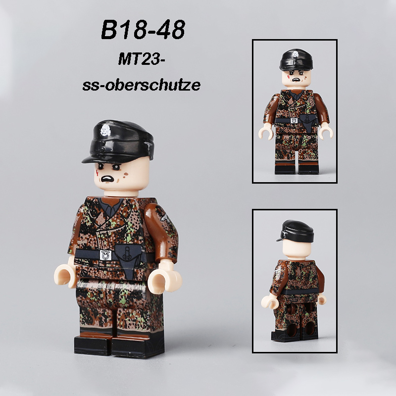 WW2 German Defense Force Minifigs Building Blocks First Mountain Infantry Division Army Weapon Soldier Figures Parts Bricks Toys