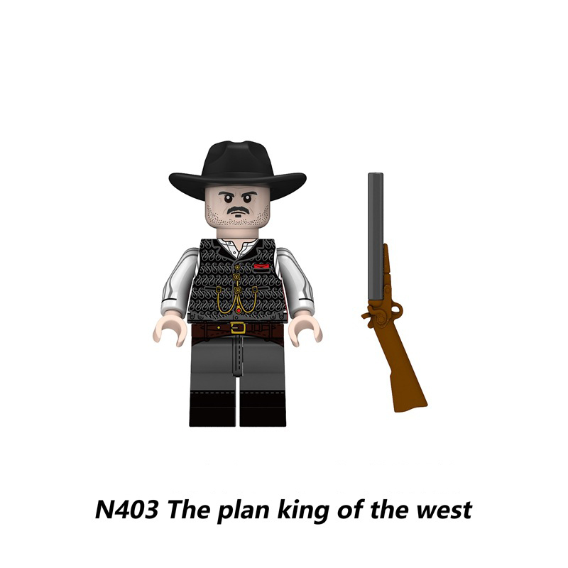 N403-408 Medieval Military US West Cowboy Action Figures Wolf Or Deer Police Detective Weapon Helmet Army Children Gifts Toys