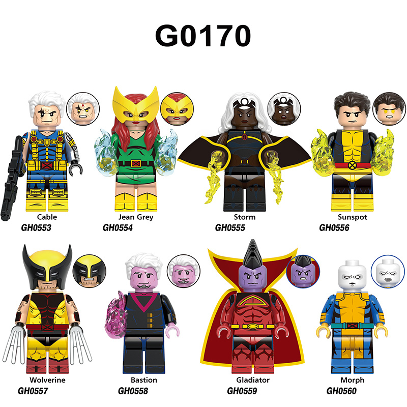 G0170 Marvel Wolverine Morph Magneto Action Figures Building Blocks DC Comics Sunspot Cable Model Blocks Children Toys Gifts