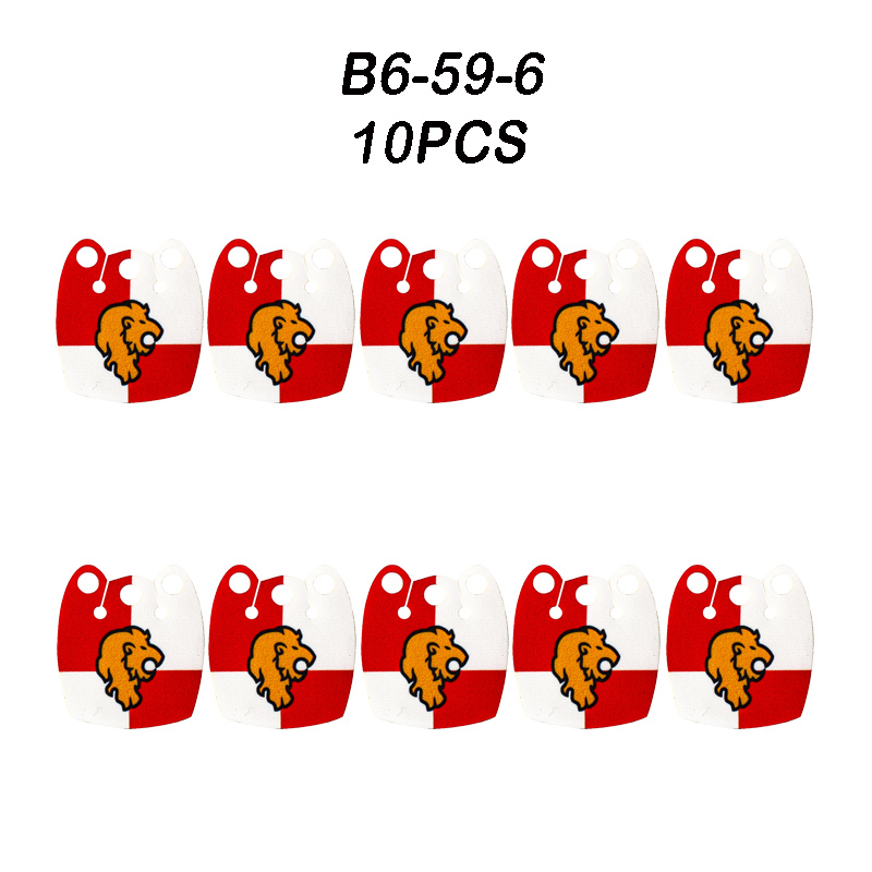 MOC Medieval Military Wolf Flag Building Blocks Rome Eagle Knights Banner Stand Lion Castle Accessories Minifigs Bricks Toys Kids Gift