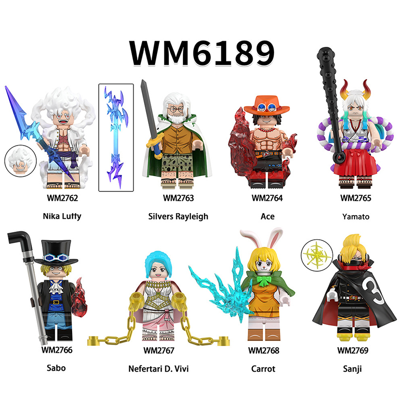 WM6189 One Piece Japanese AnimeNika Luffy Ace Action Figures Carrot Sanji Building Blocks Yamato Minifigs Cartoon Children Gift