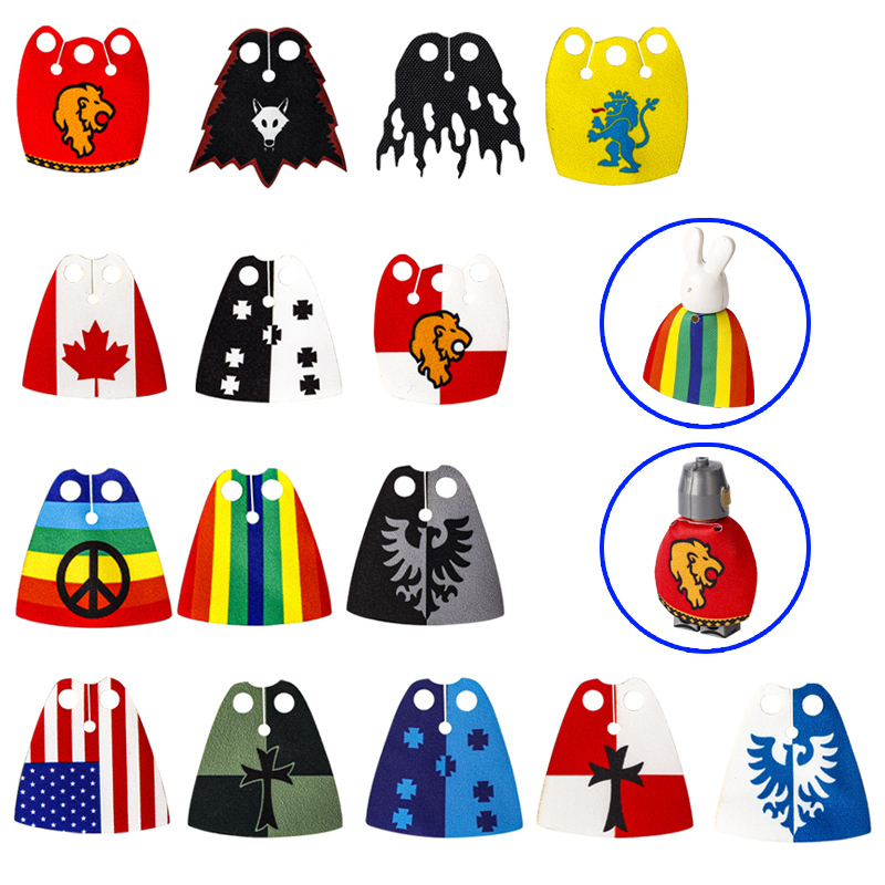 MOC Medieval Military Wolf Flag Building Blocks Rome Eagle Knights Banner Stand Lion Castle Accessories Minifigs Bricks Toys Kids Gift