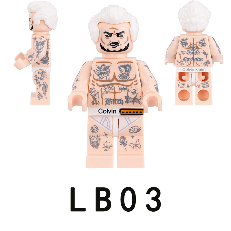 LB01 LB02 LB03 Louis Vuitton Famous Minifigs Building Blocks Tattood Men Action Figures LV Model Children Toys Gifts Compatible