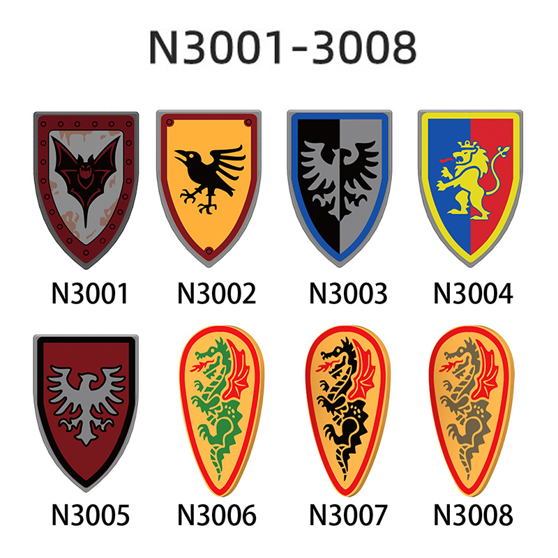 N3001-3008 Medieval Series England Red Lion Shield Building Blocks Army Soldiers Knight Infantry Sword Weapon Boy Toys Children Gifts