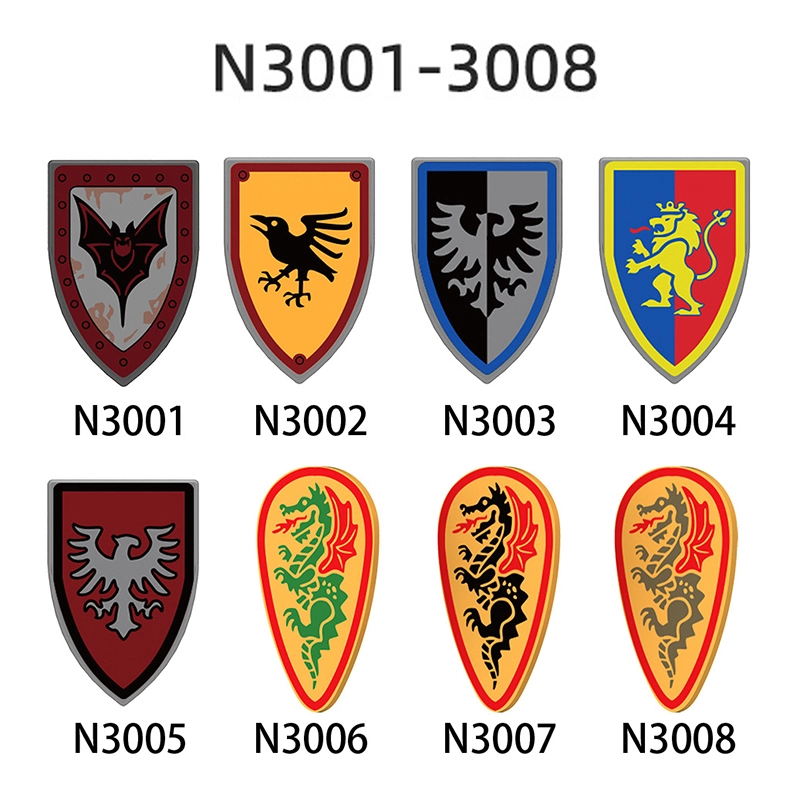 Wars Of The Roses Shield Bricks Leaf Dragon Compatible Sword Weapon Helmet