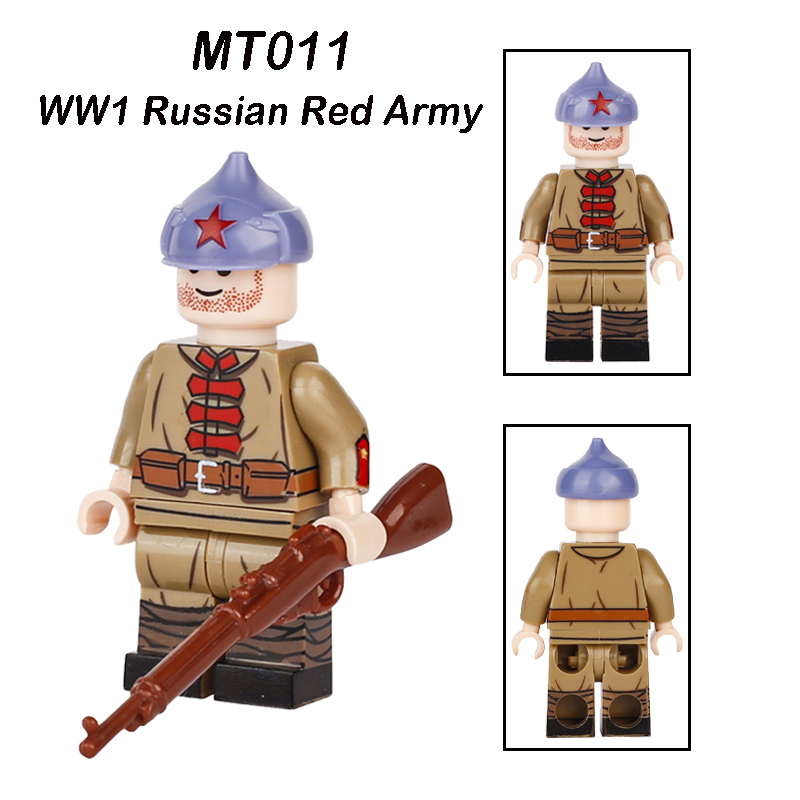 WW1 Military Russian Red Army Minifigs Building Blocks War Army Soviet Union Soldiers Weapon Gun Accessoories Toys Boys Gifts