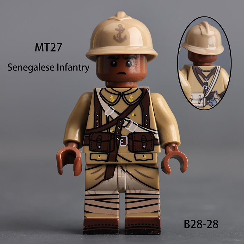  WW2 Military French Lieutenant Sliders Building Blocks Senegalese Infantry Minifigs Army Medical Captain War Bricks Toy Gifts