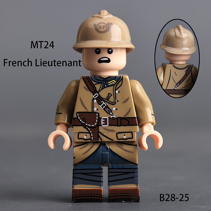  WW2 Military French Lieutenant Sliders Building Blocks Senegalese Infantry Minifigs Army Medical Captain War Bricks Toy Gifts