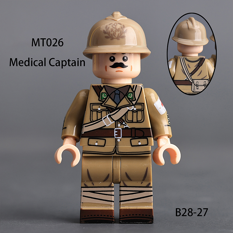  WW2 Military French Lieutenant Sliders Building Blocks Senegalese Infantry Minifigs Army Medical Captain War Bricks Toy Gifts