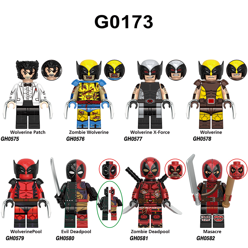G0173 Marvel DC Comics Deadpool Wolverine Action Figures Building Blocks DC Comics Masacre Minifigs Blocks Children Toys Gifts