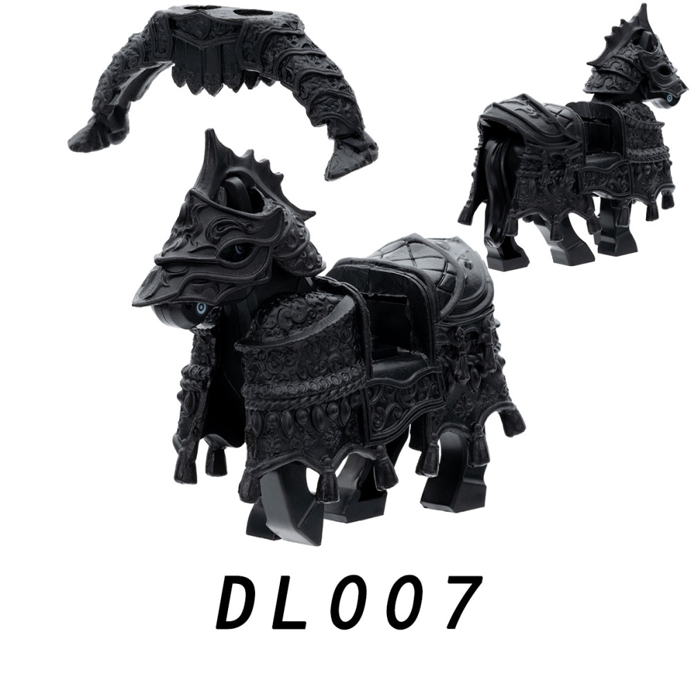DL006 DL007 Medieval Heavy Armored War HorseBuilding Blocks Mounts Knight Cavalry Legion Soldiers Kids Toy Children