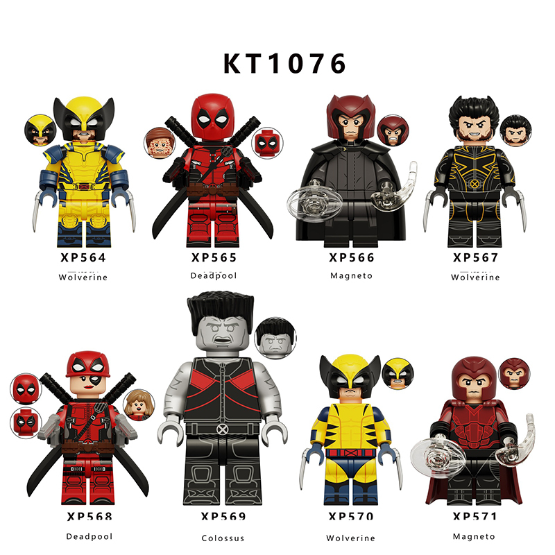 KT1076 Marvel DC Super Hero Deadpool Action Figures Wolverine Magneto Minifigs Building Blocks Model Collection Toys Children Gifts