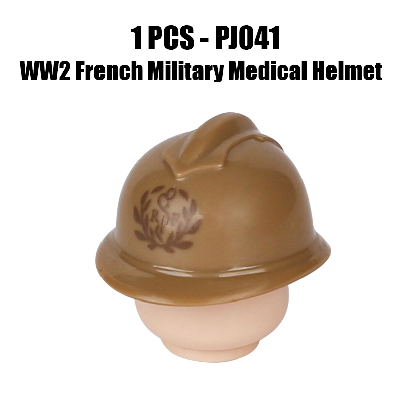 WW2 France Military Soliders Helmet Building Blocks French Medical Helmet Army Soliders Compatible Hats Bricks Children Gifts Toys