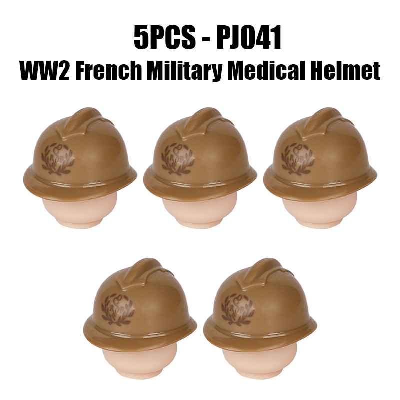 WW2 France Military Soliders Helmet Building Blocks French Medical Helmet Army Soliders Compatible Hats Bricks Children Gifts Toys