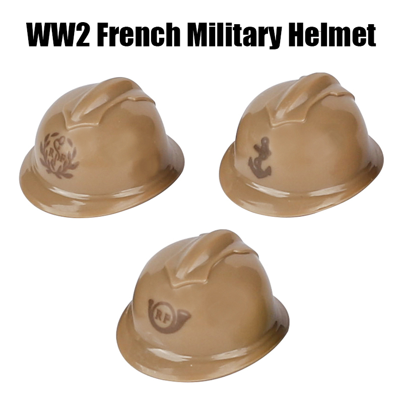 WW2 France Military Soliders Helmet Building Blocks French Medical Helmet Army Soliders Compatible Hats Bricks Children Gifts Toys