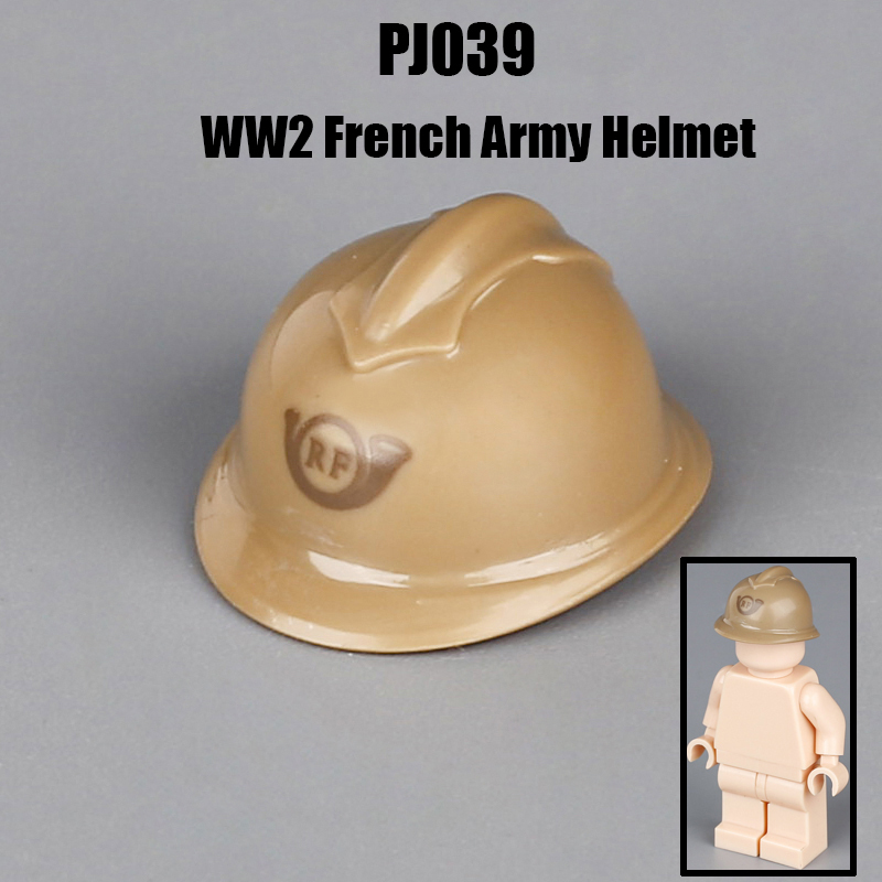 WW2 France Military Soliders Helmet Building Blocks French Medical Helmet Army Soliders Compatible Hats Bricks Children Gifts Toys