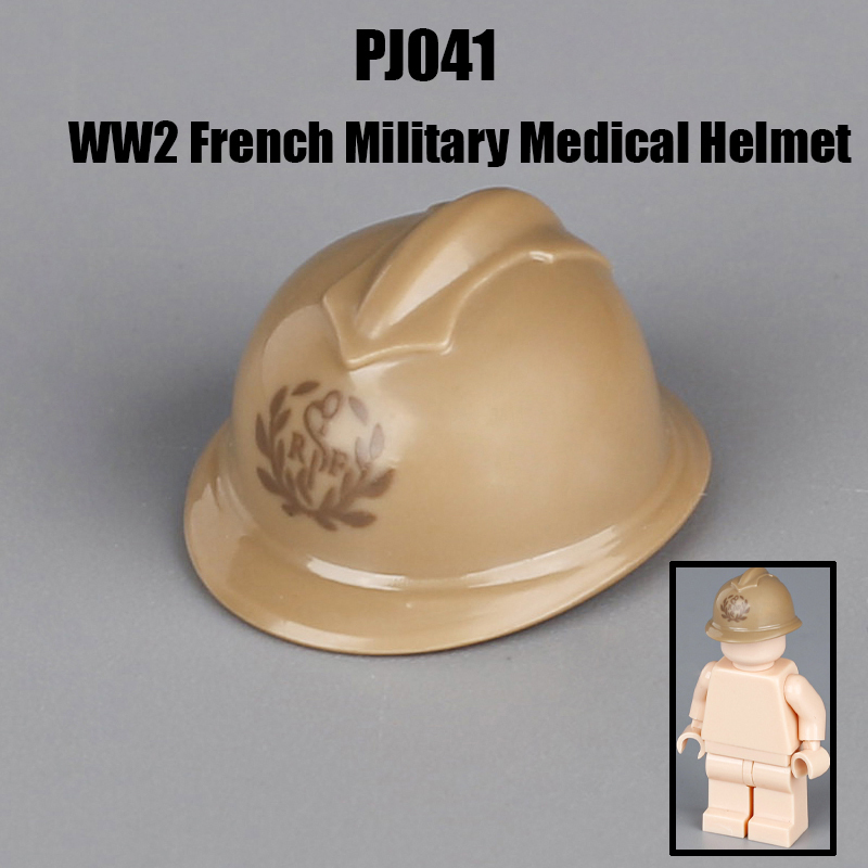 WW2 France Military Soliders Helmet Building Blocks French Medical Helmet Army Soliders Compatible Hats Bricks Children Gifts Toys