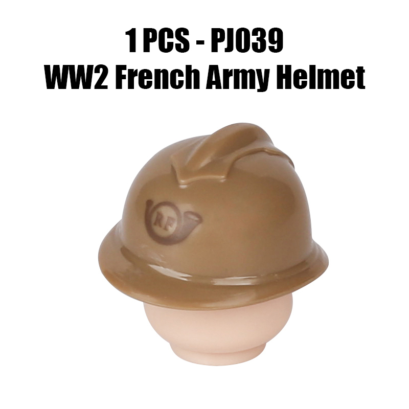 WW2 France Military Soliders Helmet Building Blocks French Medical Helmet Army Soliders Compatible Hats Bricks Children Gifts Toys