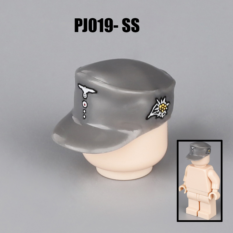 WW2 German Mountain Division Officer Hat Minifigs Building Blocks First SS Army Weapon Soldier Figures Parts Bricks Toys Compatible