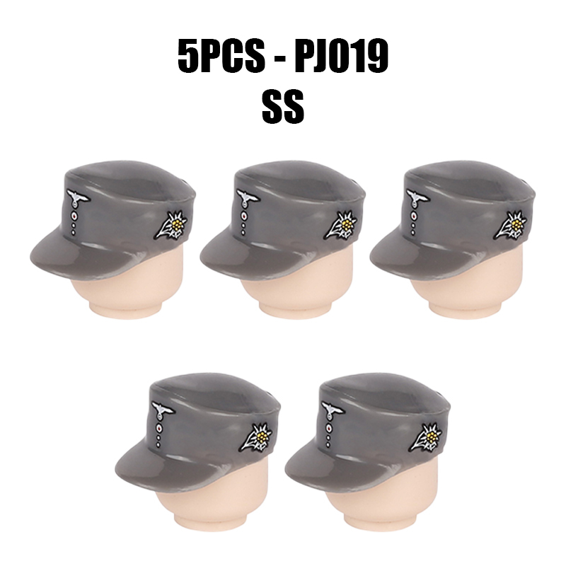 WW2 German Mountain Division Officer Hat Minifigs Building Blocks First SS Army Weapon Soldier Figures Parts Bricks Toys Compatible