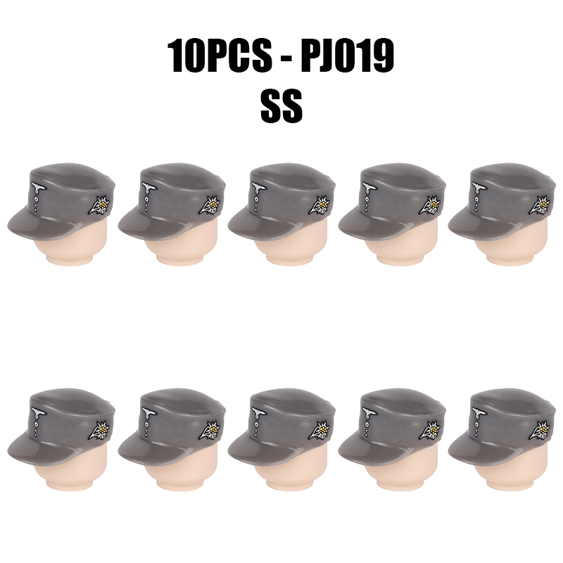 WW2 German Mountain Division Officer Hat Minifigs Building Blocks First SS Army Weapon Soldier Figures Parts Bricks Toys Compatible