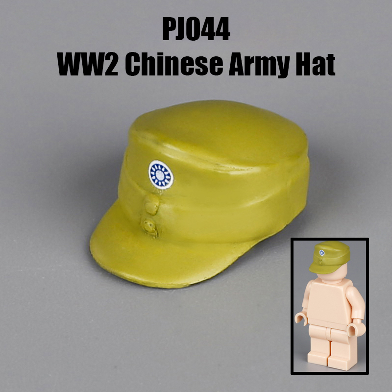 WW2 Military Soliders PJ044 Chinese Army HatBuilding Blocks French Weapon Helmet Army Compatible Hats Bricks Children Gifts Toys