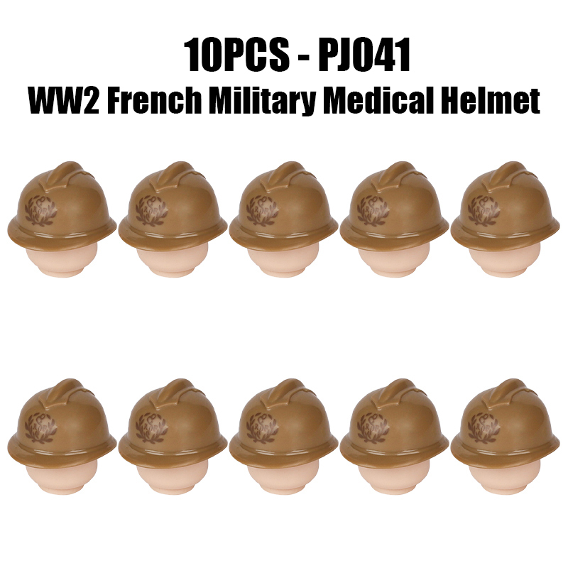 WW2 France Military Soliders Helmet Building Blocks French Medical Helmet Army Soliders Compatible Hats Bricks Children Gifts Toys