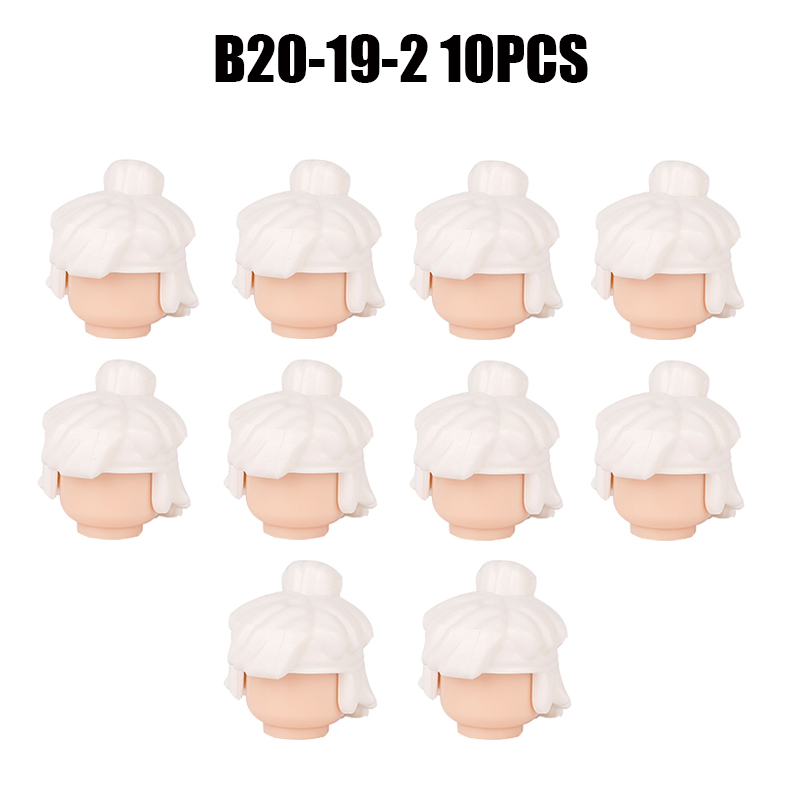 MOC City Hair Accessories Building Blocks Compatible Figure Body Parts Brown Black Blond Head DIY Bricks Toys Children Gift